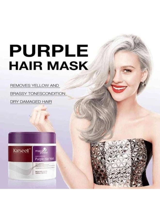 Karseell For Blonde Silver Gray Highlighted Hair Purple Hair Mask Professional Neutralizes Brass & Yellow Tones 16.90 oz 500ml - Image 4
